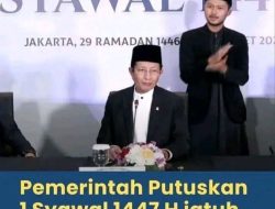 Pemerintah Tetapkan 1 Syawal 1447 H Jatuh pada 21 Maret 2026