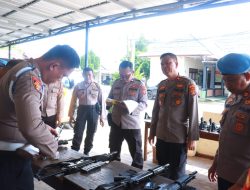 Polres Lampung Timur Laksanakan Pengecekan Senpi Dinas Personel Polres dan Polsek